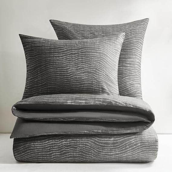 Z Gallerie Sahara Bedding Set - Charcoal King Duvet Cover + 2 King Pillow Sham Covers