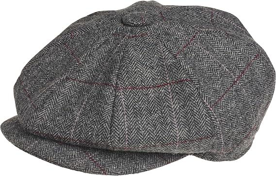 PEAKY BLINDERS 8 Piece 'Newsboy' Style Flat Cap -Tweed Wool Fabric Variations