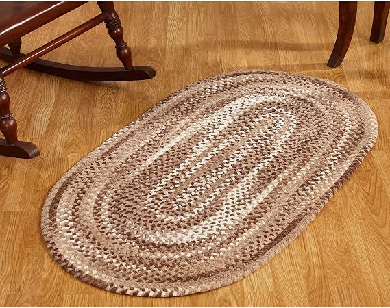 Better Trends Ombre Braided Area Rug, 27" x 45" Oval, Reversible and Durable, 100% Soft Cotton Chenille, Ideal for Kitchen, Living Room, Bedroom, Ergonomic Comfort Standing Braided Mat - Brown