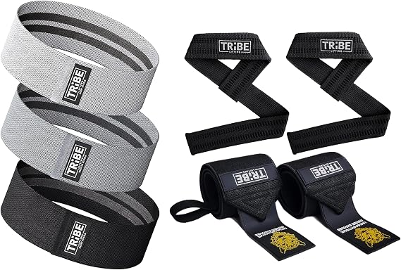 Fabric Resistance Bands for Working Out and Heavy Duty Wrist Wraps and Lifting Straps