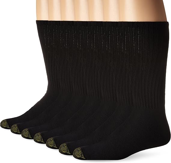 GOLDTOE Men's Cushioned Cotton Crew Extended 7-Pack