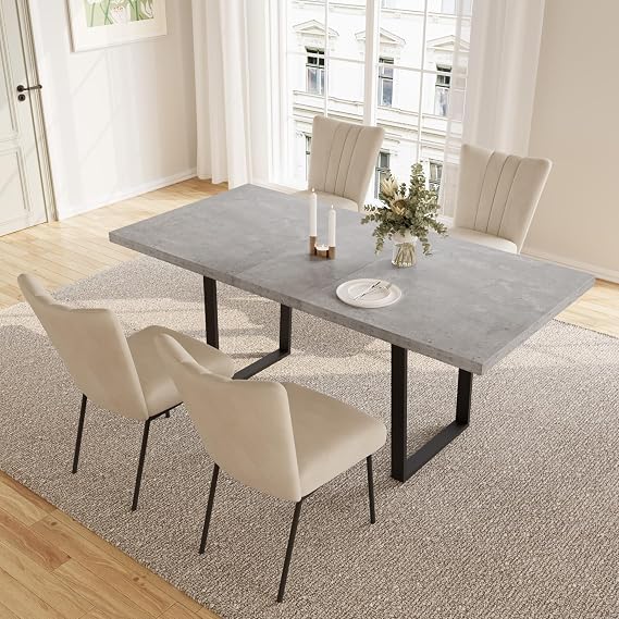 JIEXI Dining Table with 4-8 Chairs Set Extendable Dining Room Table Dining Room Set with 4-8 Chairs MDF Panels Wooden Table Suitable for Living Room Kitchen