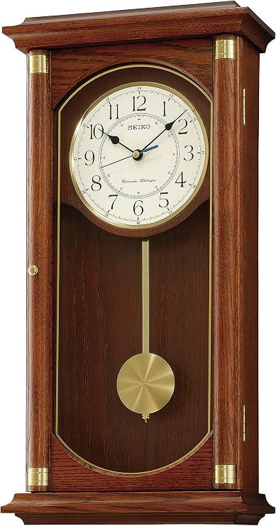 Seiko Rectangular Wall Clock with Pendulum and Dual Chimes