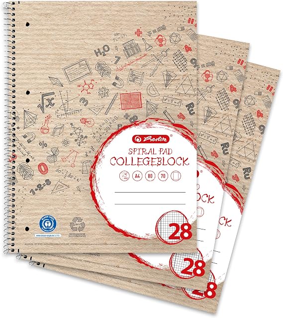 Landre College Notepad A4 Recycled Squared 80 Sheets Pack of 3
