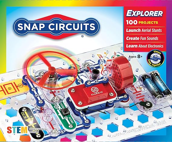 SNAP CIRCUITS Jr. SC-100 STEM Electronics Kit, 100+ Projects, Ages 8+