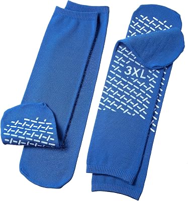 BARIATRIC SLIPPER SOCK NON SKID 3pk, 3X large, Blue, Blue, Size 3X large