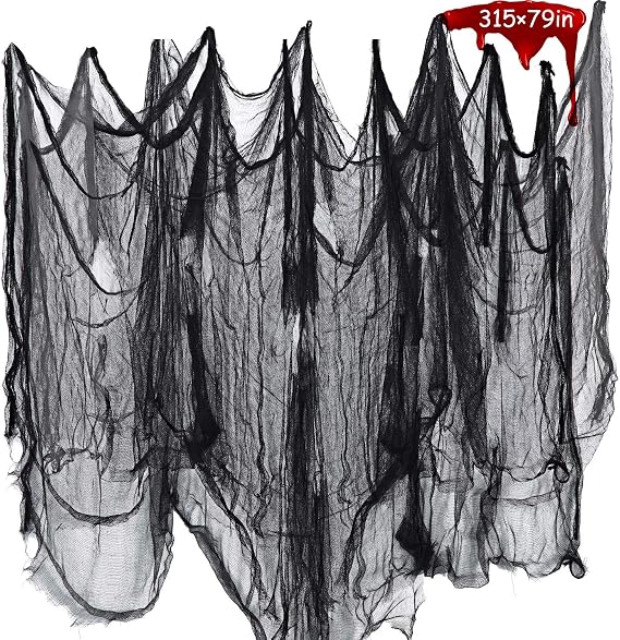 Shappy 79 X 315 Inch Halloween Creepy Cloth Spooky Cheesecloth Gauze,Black