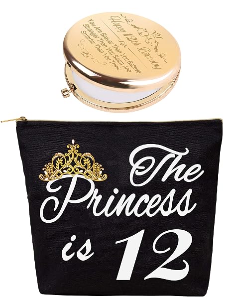 12th Birthday Gifts for Girls, 12 Year Old Girl Gifts for Birthday, Birthday Gifts for 12 Year Old Girls, 12th Birthday Presents Girl, 12th Birthday Mirror, 12th Birthday Makeup Bag Cosmetic Bag