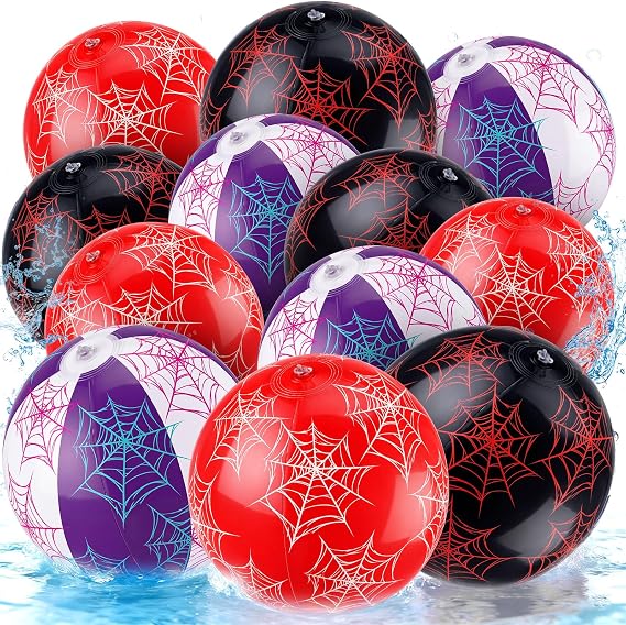Arrowbash 12 Pack Spider Beach Balls 7.87" for Summer Pool Party Games