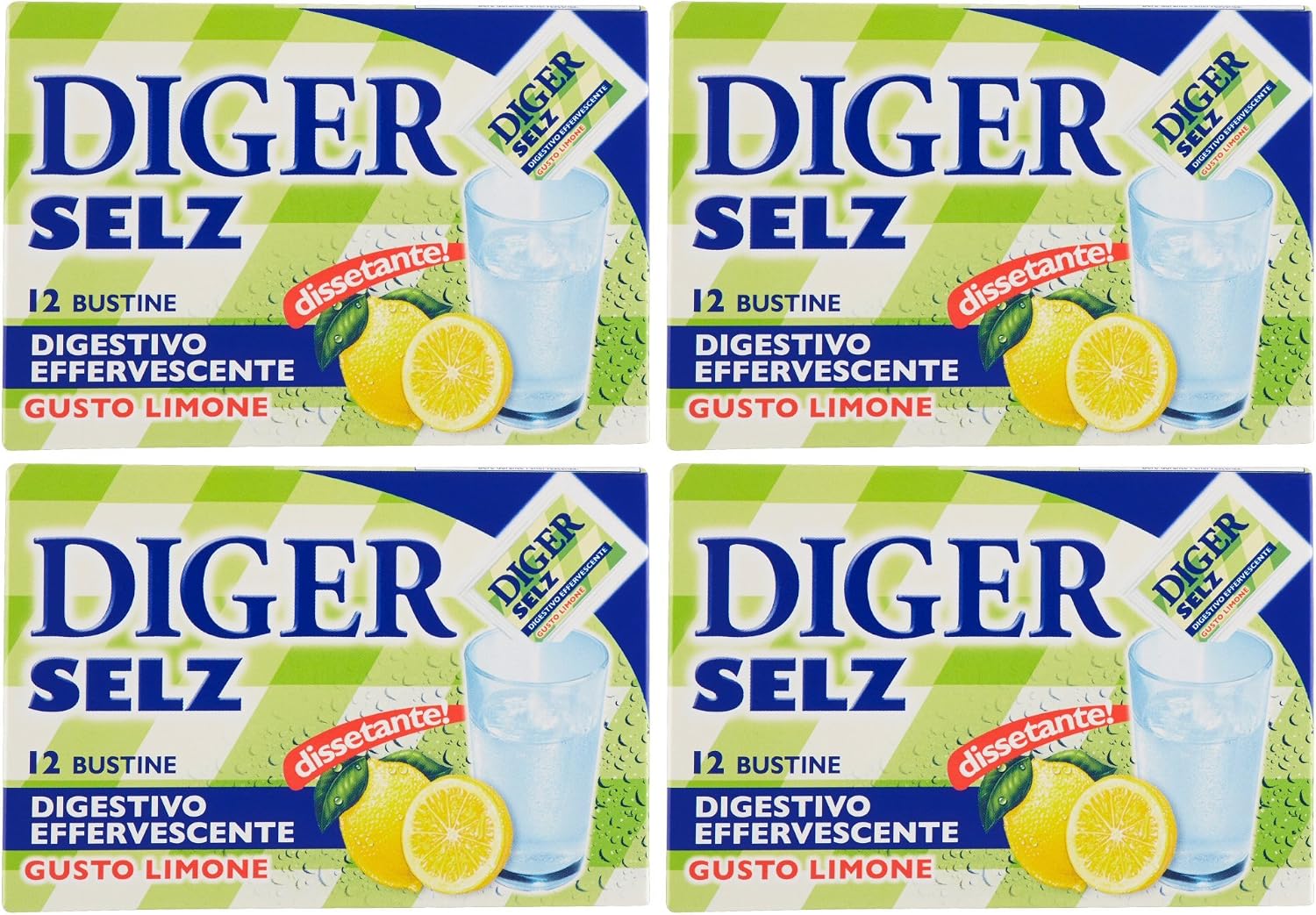Effervescent Antacid Powder, Lemon Taste  48 Sachets, 3.5 Grams Each  [ Italian Import ]