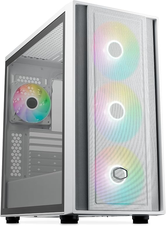 Cooler Master MasterBox 600 White Mid-Tower E-ATX Airflow Case - Back Connect MB & 420mm Radiator Ready, 3 x 140mm & 1 x 120mm ARGB PWM Fans Pre-Installed, Tempered Glass Side, USB 3.2 Gen 2x2 Type-C