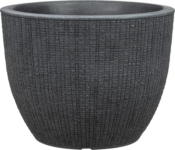 Scheurich Barceo 30 Round Planter/Planter/Planter - Stony Black - Made with Recycled Plastic - Outdoor Use