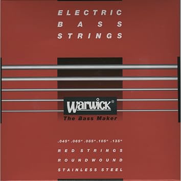 Warwick Label Stainless Wound Bass Strings, 5 String, Medium, Red