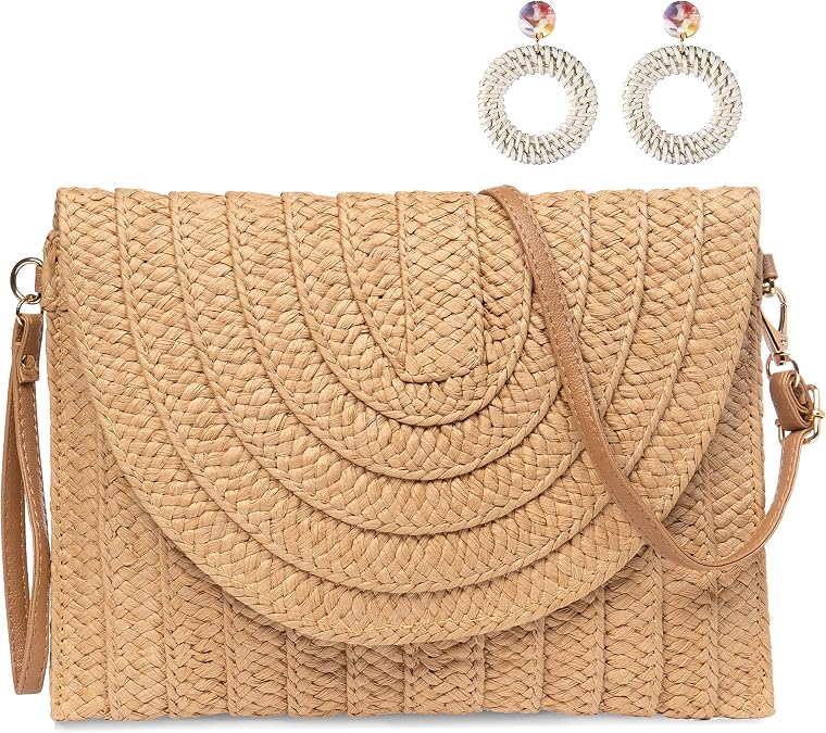 Straw Clutch Bags for Women Shoulder Bag Summer Purse Woven Beach Bags
