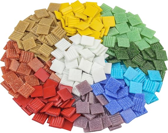Youway Style 2.2 lb Square Mosaic Tiles,Assorted Color Vitreous Glass Tiles