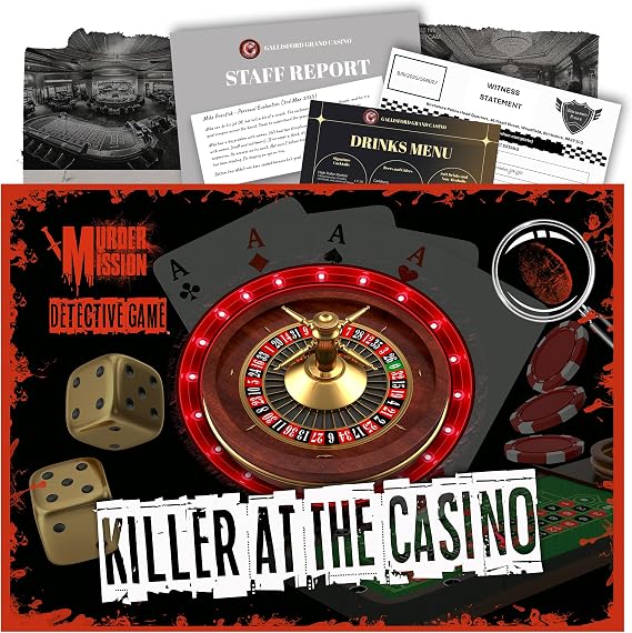 Murder Mystery Game - Detective Killer Case Files - Date Night, Party Groups - Unsolved Cryptic Games - Killer At The Casino