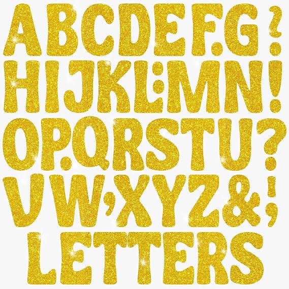 152 PCS Glitter Gold Letter Stickers, 3 Inch Large Bulletin Board Letters