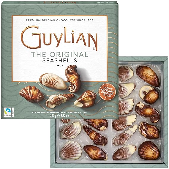 Guylian Belgian Chocolate Hazelnut Praline Truffles, 22 Pieces, 8.82 Ounce | Gourmet White and Milk Chocolate Seashells, Candy Gift Box for Women and Men, Rich Flavor, Treat Yourself, Quality Treat