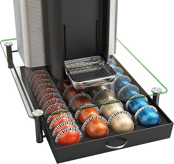 Deco Brothers Tempered Glass Vertuo Pod Holder, Fits 28 Large/56 Small Pods