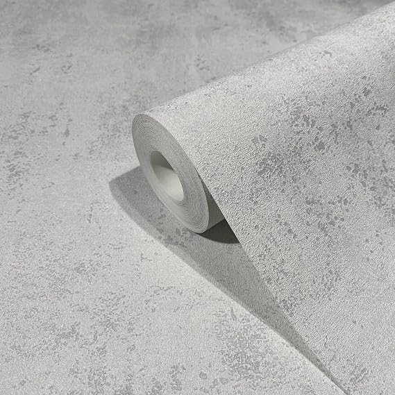 marburg Wallpaper Concrete Look White Grey Insulation Effect Heat Reflective Energy-Saving Concrete Non-Woven Wallpaper 10.05 x 0.53 m Made in Germany