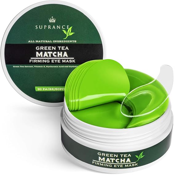 Green Tea Matcha Eye Mask Under Eye Patches Treatment for Dark Circles, Eye Bags, Puffiness - Anti-Wrinkle With Hyaluronic Acid and Collagen - 30 Pairs/60 Pcs.