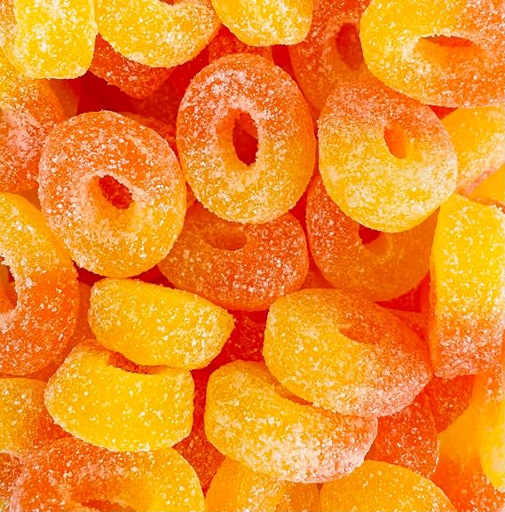 Fizzy Peach Rings Sweets 400g Bag Resealable Pouch Candy