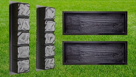 2 pcs 23.34 inch Straight Edge Stone Concrete Mold Plastic ABS 2mm Cement Molds & Big DIY Precast Concrete Molds 2 pcs Wooden Pavers Cement Paver Mold