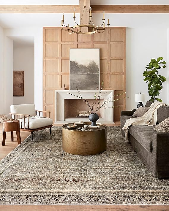 Loloi Layla Olive/Charcoal 9'-0" x 12'-0" Area Rug | LAY-03 Printed Approx. 9x12 Green Living room Dining room Bedroom, Traditional, Timeless, Classic, Sophisticated, Area Rug