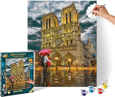 Schipper 602100441 MNZ 609130817 Numbers-Notre Dame Pictures for Adults, Including Brush and Acrylic Paints, 40 x 50 cm, 40x50