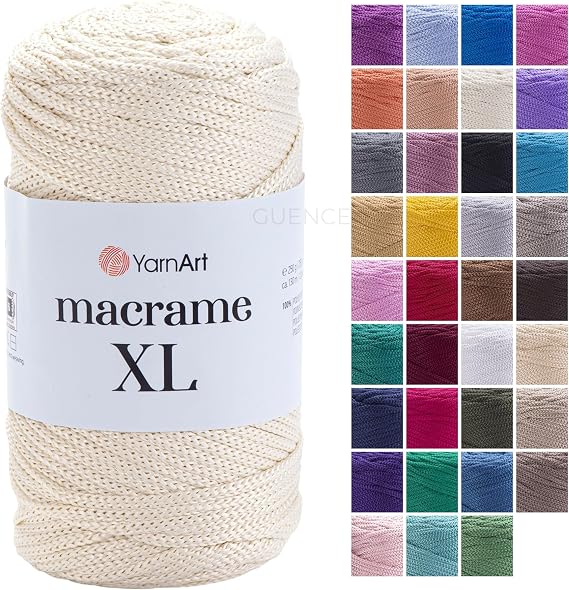 YarnArt Macrame Cord Strong & Versatile Macrame Yarn for Knitting, Crochet & DIY Crafts 100% Polyester, 250g (130m) Perfect for Wall Hangings, Bags, Home Decor & More (137, XL)