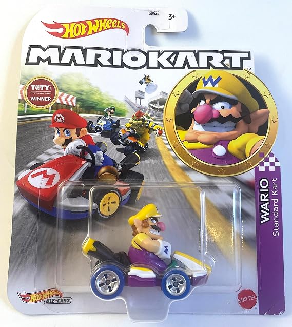 Hot Wheels - Mario Kart - Wario - Standard Kart - Toty - Mint/NrMint Ships Bubble Wrapped in a Sized Box