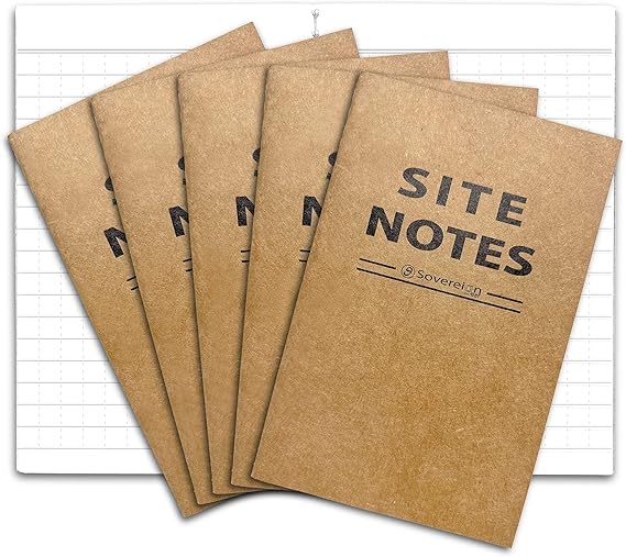 Sovereign-Gear Field Notes Notebooks 5 Pack | Small Field Memo Book Notepad Refill for Refillable Leather Pocket Field Notes Cover, Leather Journal Wallet | Universal White Paper Stitched 3.5x5.5