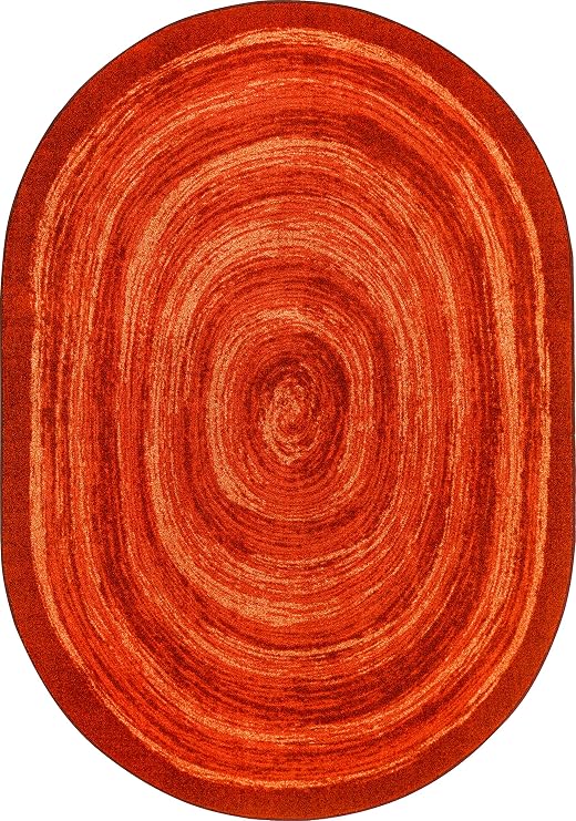 Joy Carpets Feeling Fun 7'8" x 10'9" Oval Area Rug in Color Orange