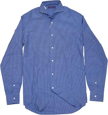 Ralph Lauren Polo Purple Label Mens Keaton Dress Shirt Italy Check Blue Black Large $395