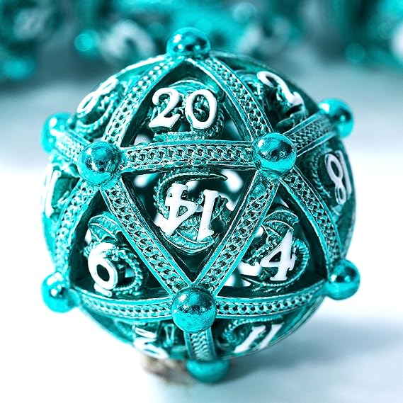 Metal Dice Set for DND - Unique Round Hollow Orb Design for Better Rolling
